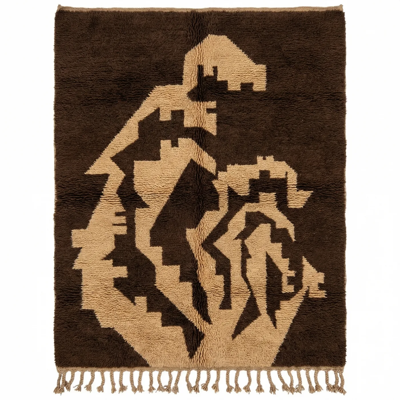 Umber Figures brown and sand Beni Mrirt rug